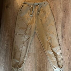Tan faux leather Jogger Pants size S like new